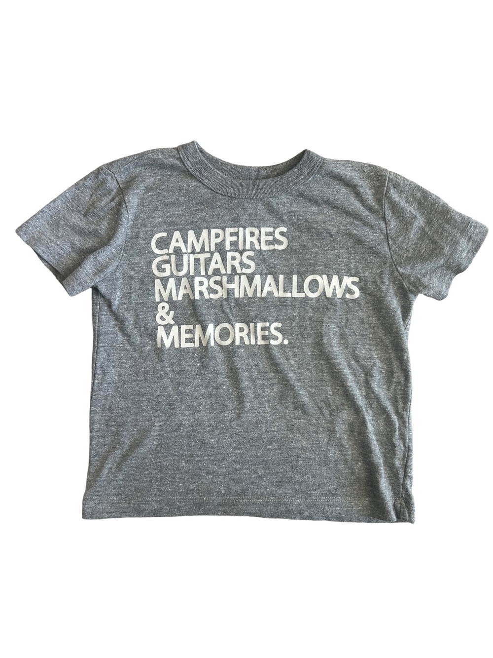 Chaser Gray Tee with White 'Campfires Guitars Marshmallows & Memories' Graphic